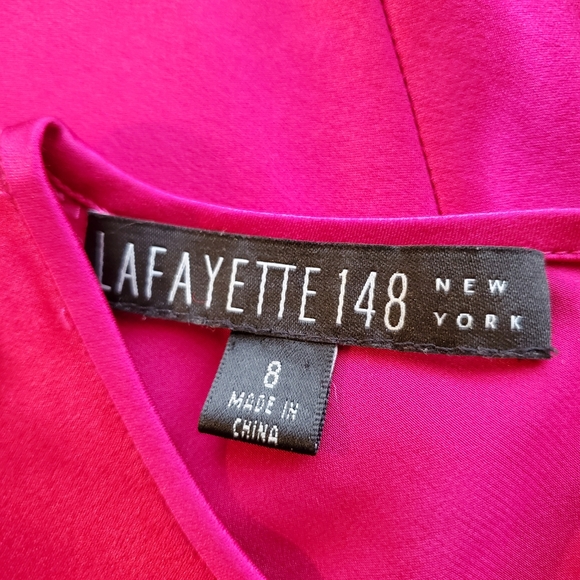 Lafayette 148 Silk‎ Blouse Womens Size 8 Raspberry Holidays Work Christmas M - Picture 3 of 13